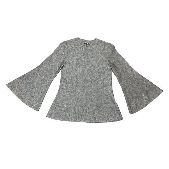 Hobbs London Long Sleeve Top Bell Sleeves Flared Hem Gray Viscose Wool - Size XS - Picture 2 of 8